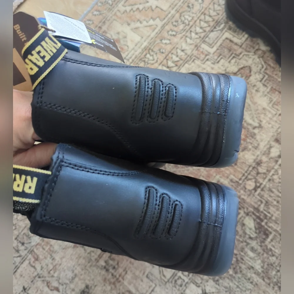 ROCKROOSTER Bakken Black 6 inch Pull on Leather Work Boots AK227